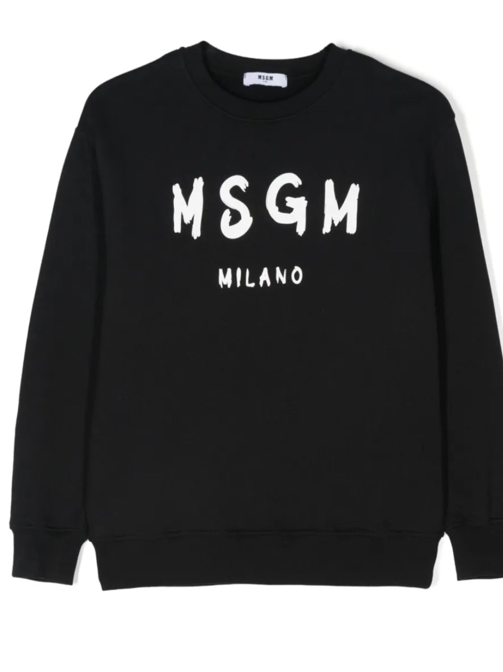 MSGM Black Crewneck with White Milano Logo